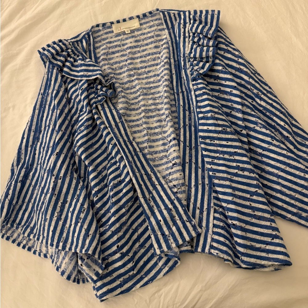 Anthropologie Blue and White Cardigan